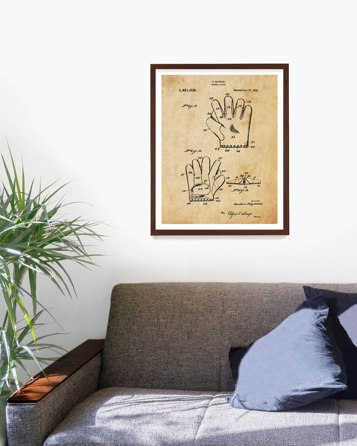 Baseball Glove Patent Poster, Baseball Wall Art