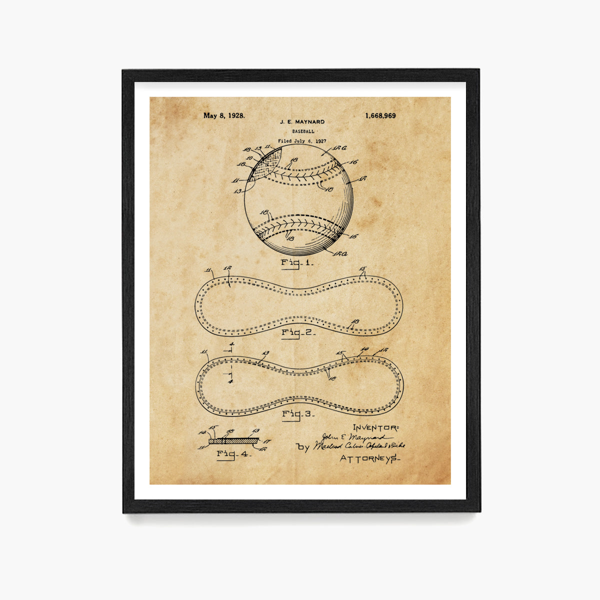 Baseball Patent Poster, Baseball Wall Art