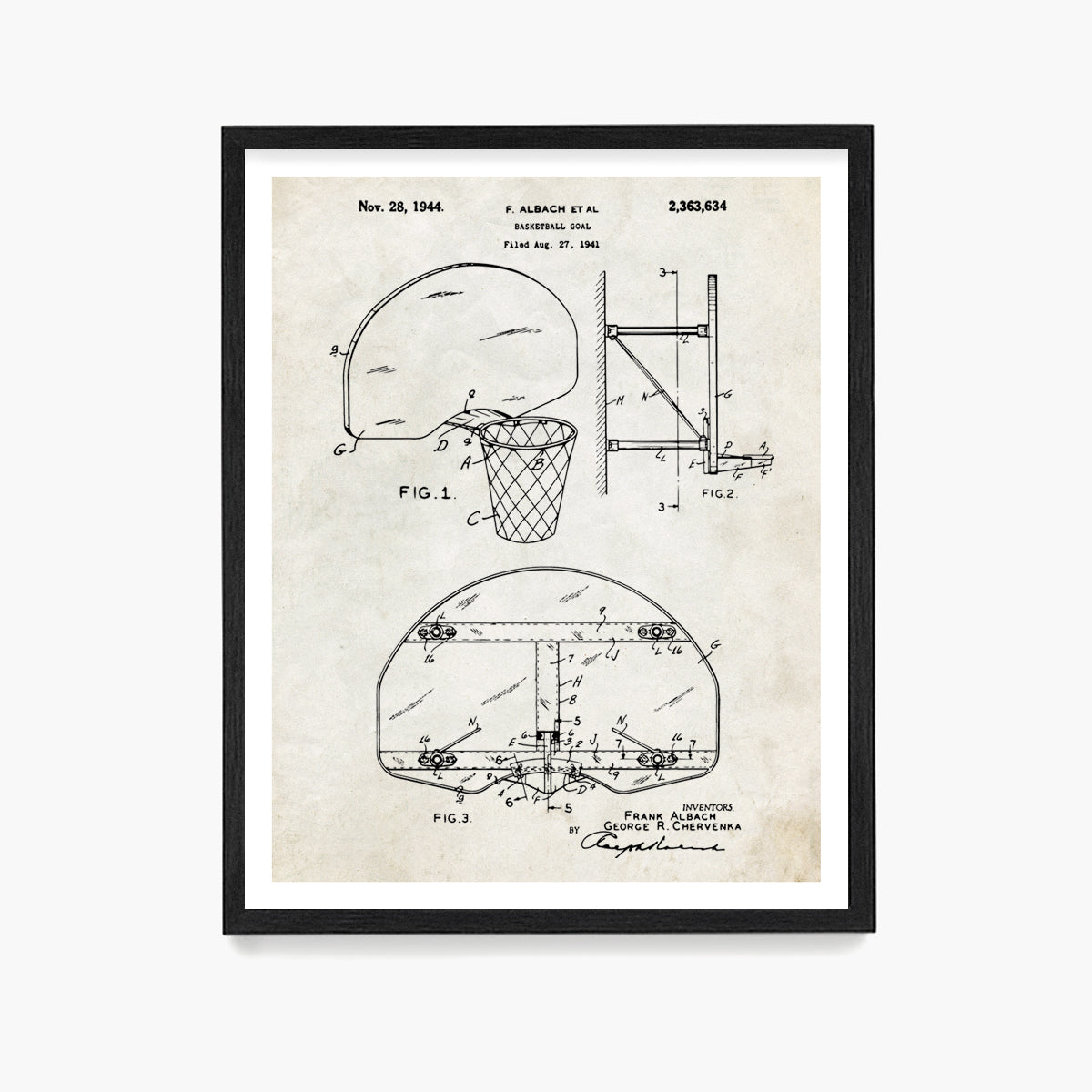 Basketball Hoop Patent Poster, Basketball Wall Art