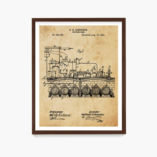Beer Brewery Patent Poster, Kitchen Wall Art