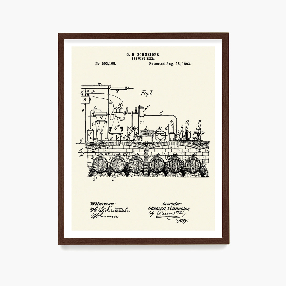 Beer Brewery Patent Poster, Kitchen Wall Art