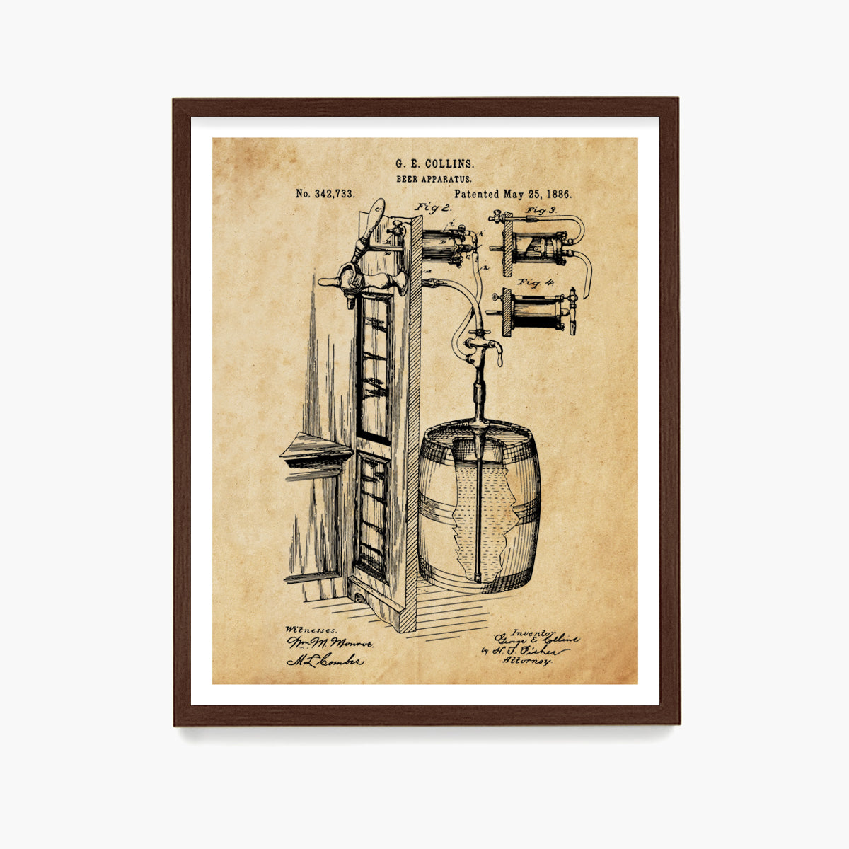 Beer Tap Patent Poster, Kitchen Wall Art