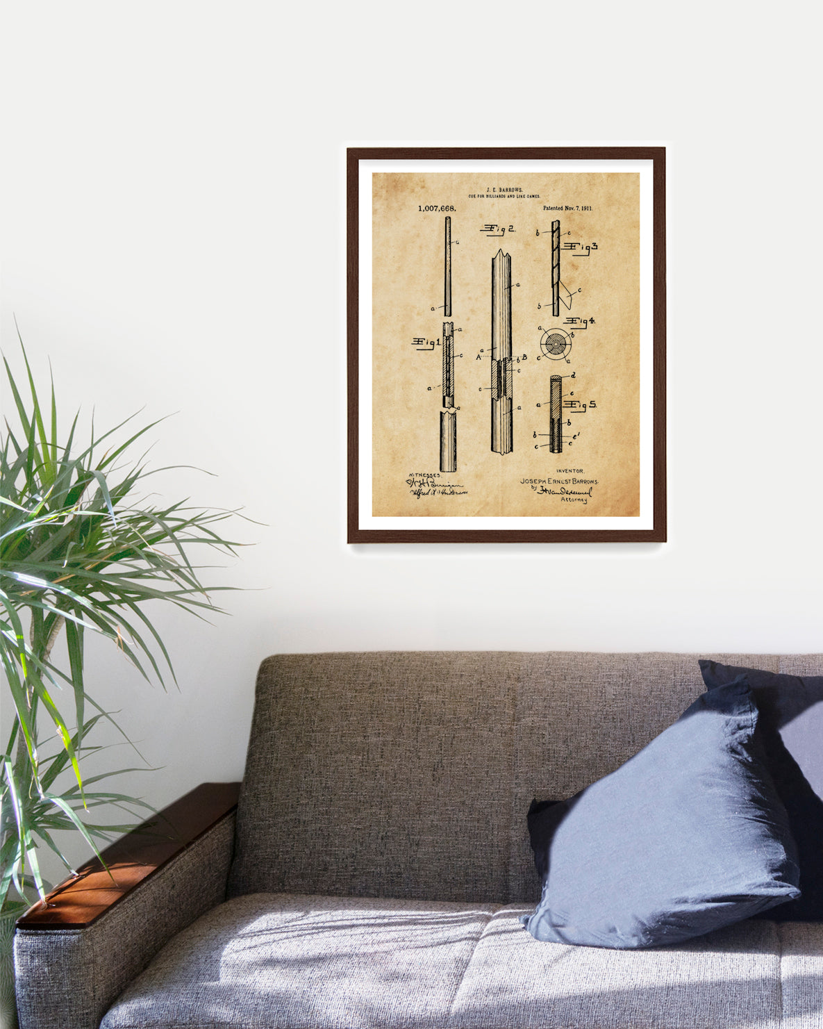 Billiards Cue Patent Poster, Billiards Wall Art, Game Room Decor