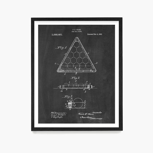 Billiards Frame Patent Poster, Billiards Wall Art, Game Room Decor