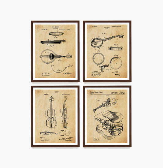 Bluegrass Patent Wall Art, Music Posters, Folk Music Decor