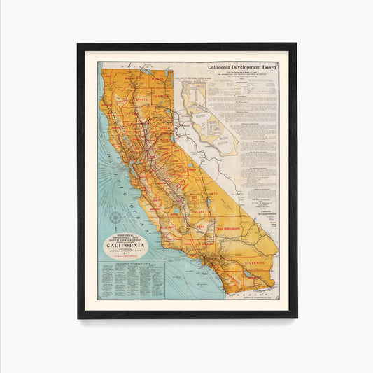 California Map, Map Wall Art, California Home Decor