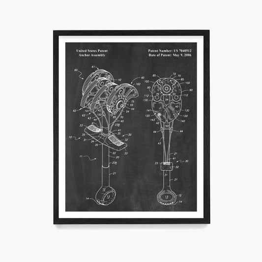 Climbing Anchor Assembly Patent Poster, Climbing Wall Art