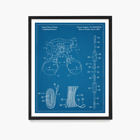 Climbing Harness Patent Poster, Climbing Wall Art