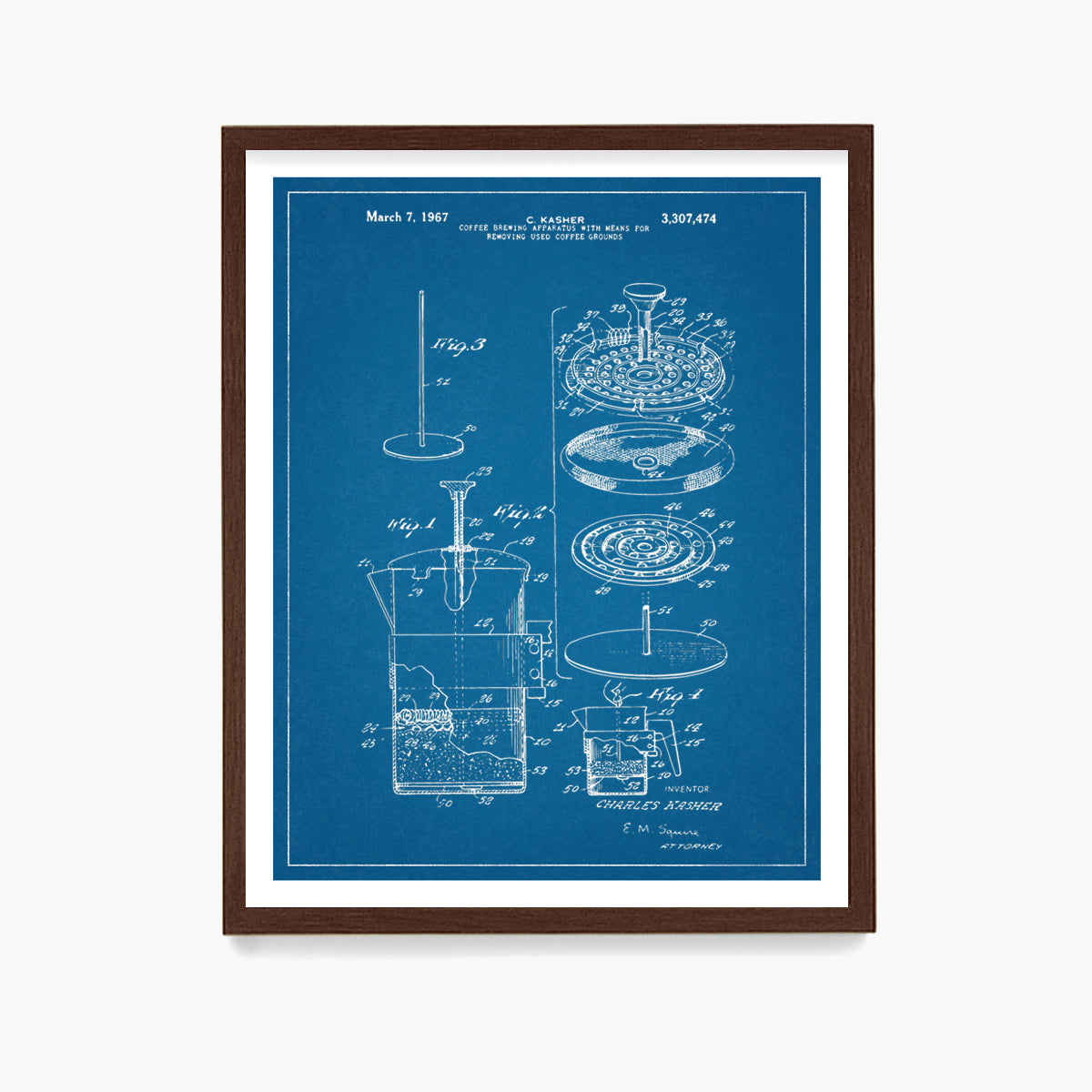 Coffee French Press Patent Poster, Kitchen Wall Art