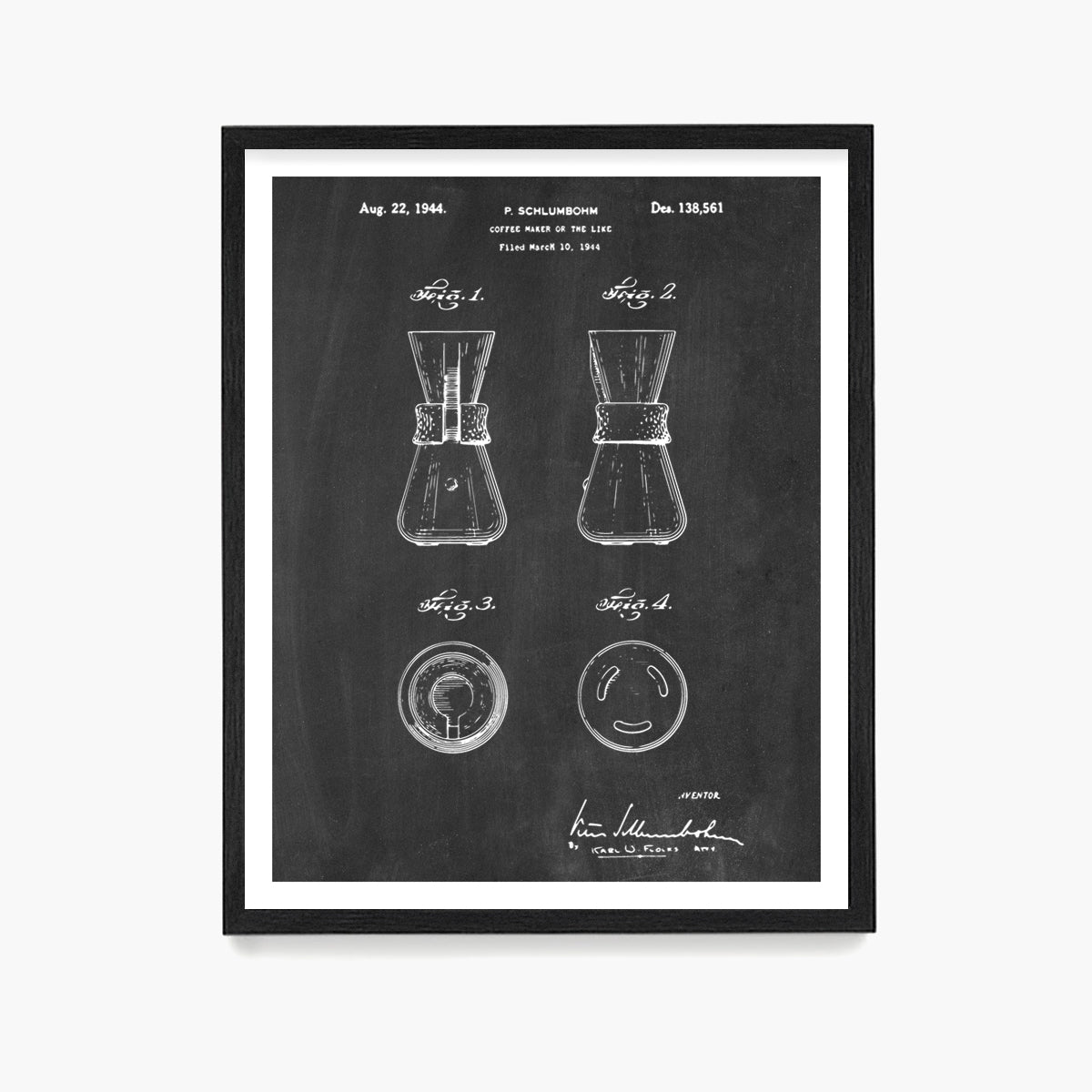 Pour Over Coffee Patent Poster, Kitchen Wall Art