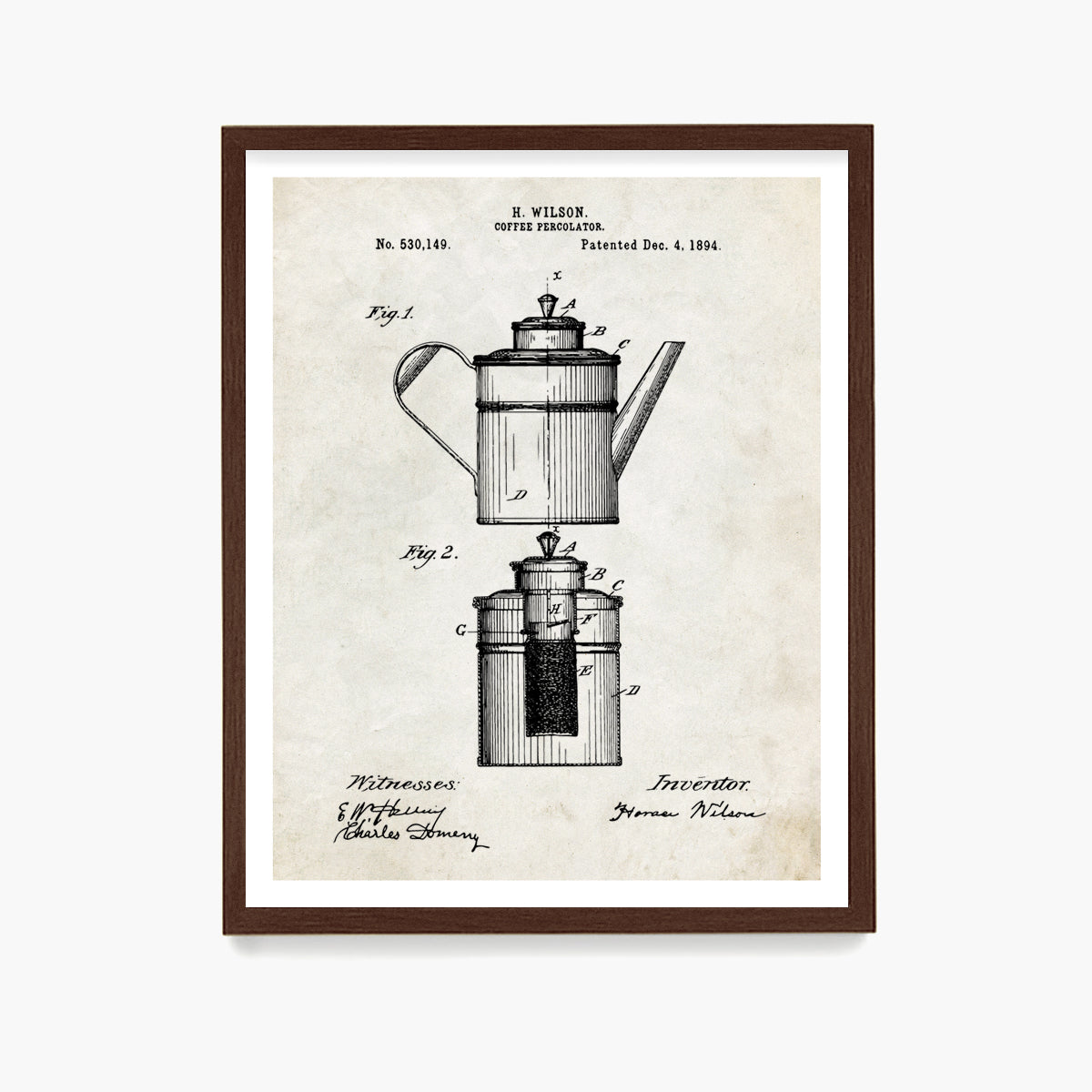 Coffee Percolator Patent Poster, Kitchen Wall Art