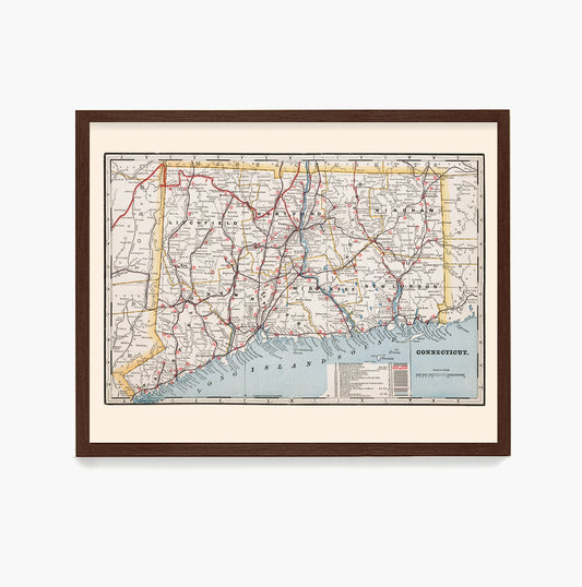 Connecticut Map, Connecticut Home, Map Wall Art