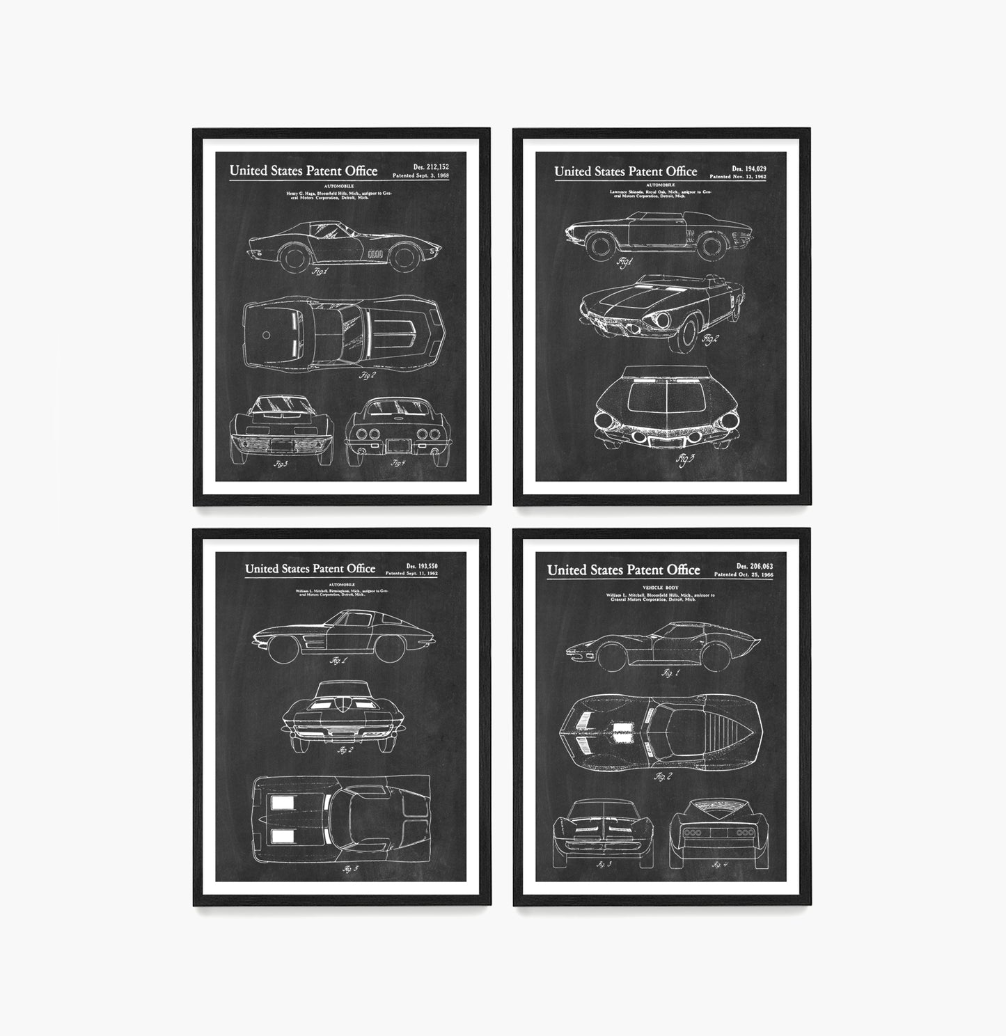 Corvette Patent Wall Art, Corvette Posters