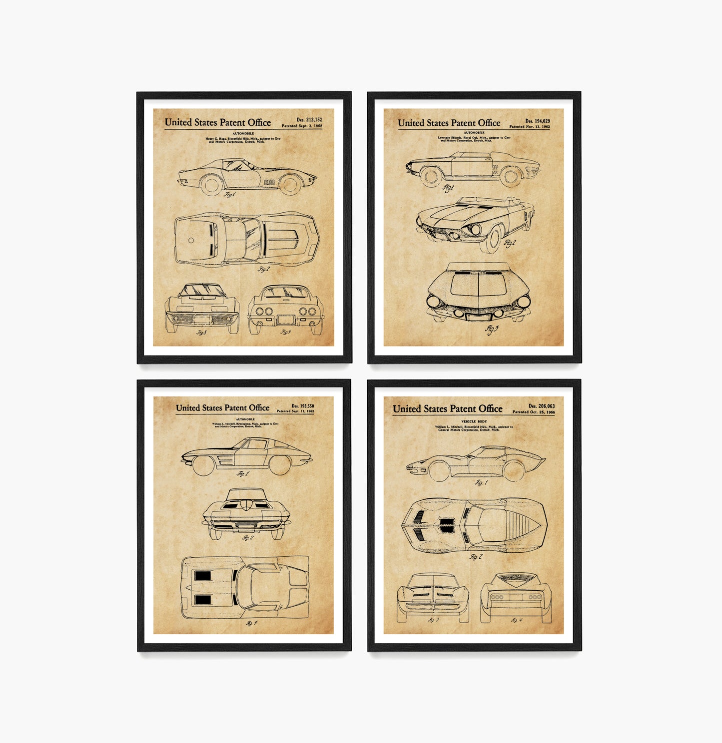 Corvette Patent Wall Art, Corvette Posters