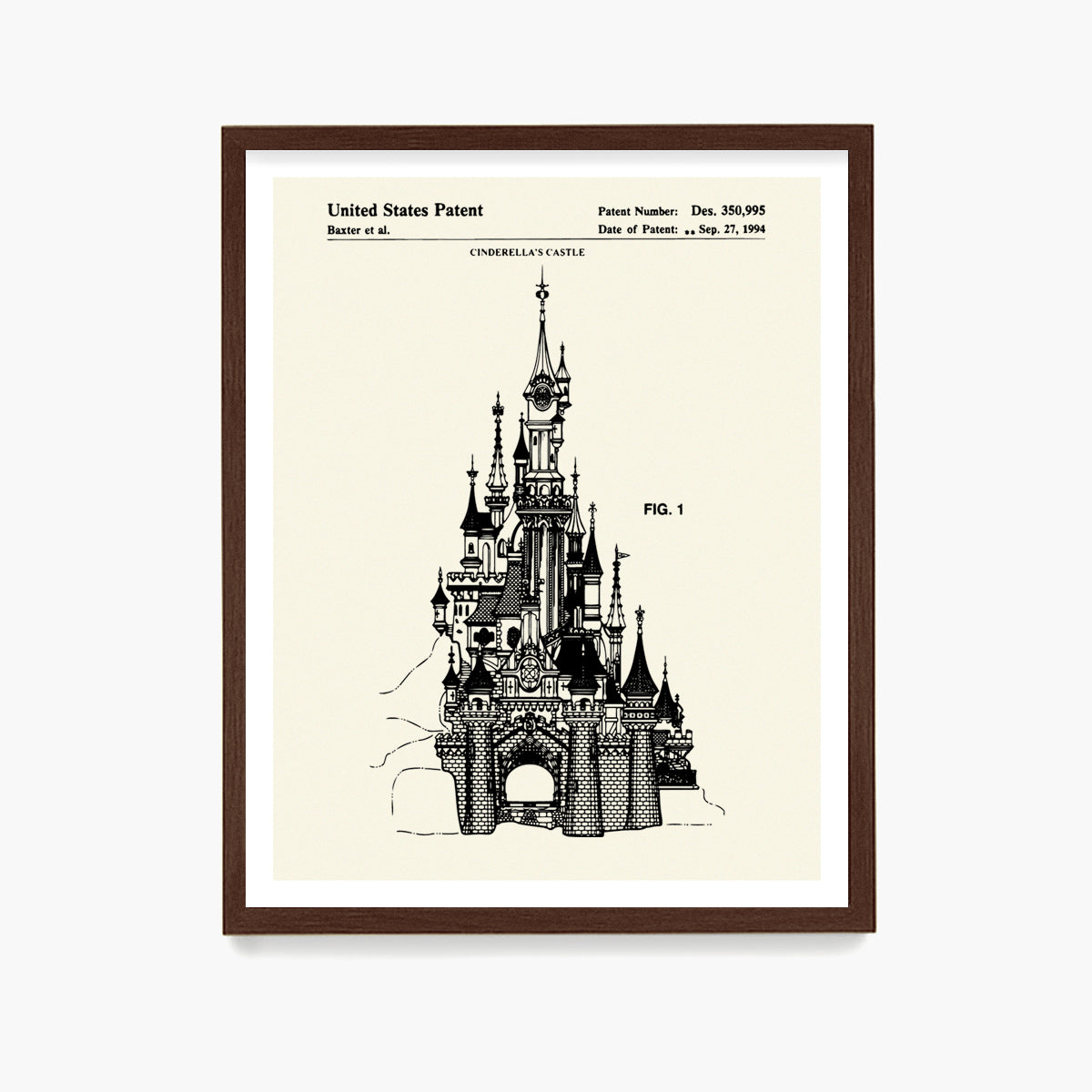 Disney Castle Patent Poster, Disney Patent Wall Art