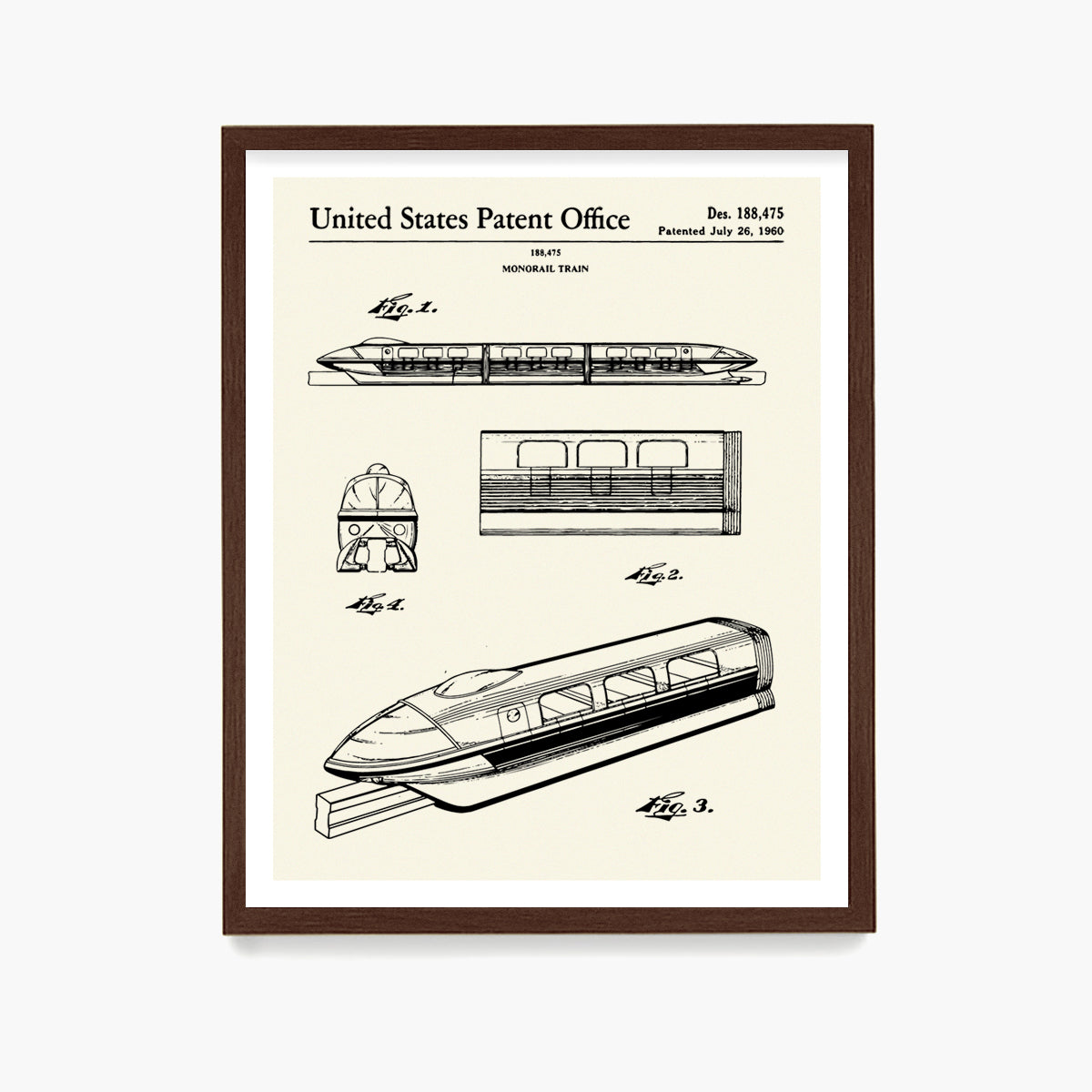 Disney Monorail Patent Poster, Disney Patent Wall Art
