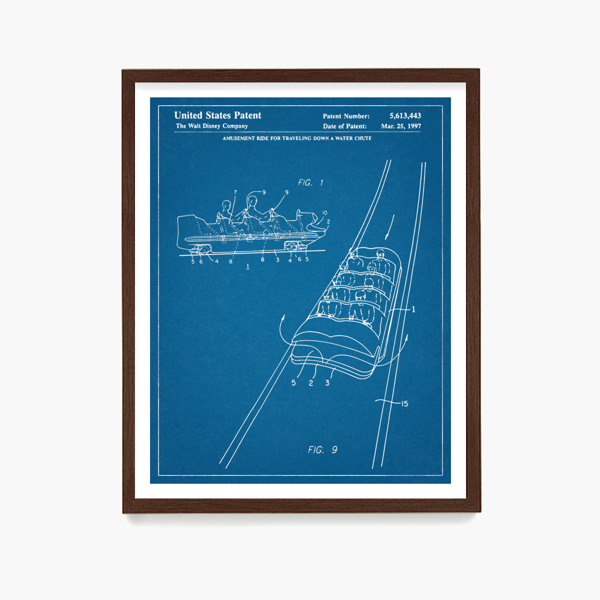 Disney Splash Mountain Patent Poster, Disney Patent Wall Art