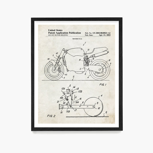 Ducati Motorcycle Patent Poster, Ducati Wall Art