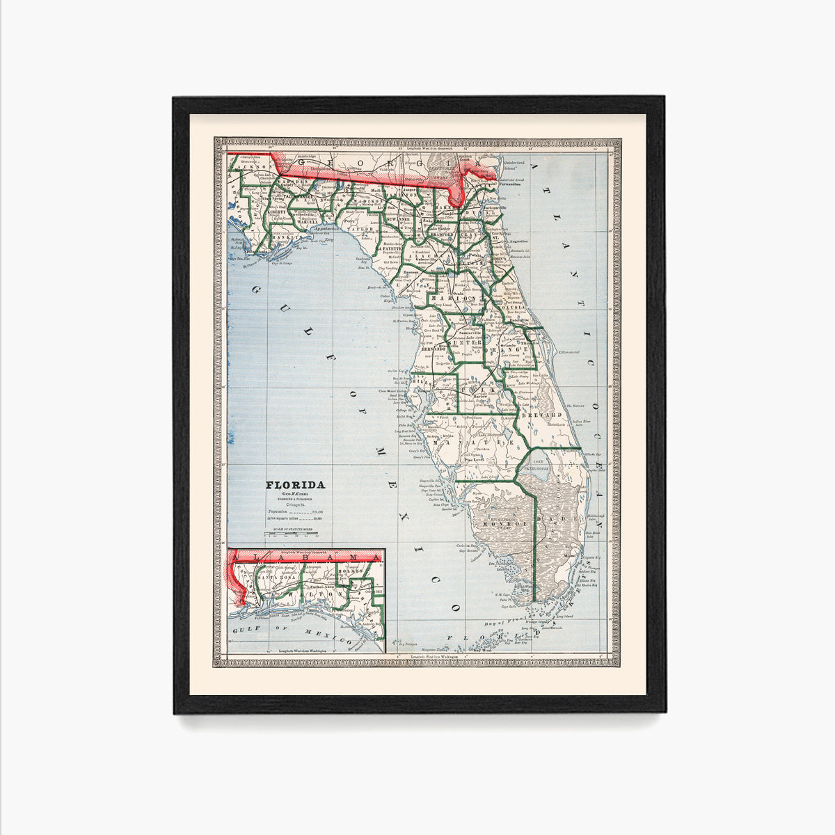 Florida Map, Florida Home, Map Wall Art