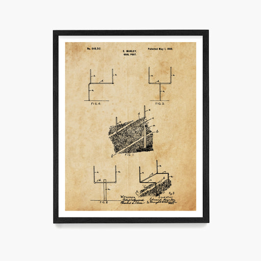 Football Field Goal Post Patent Poster, Football Wall Art