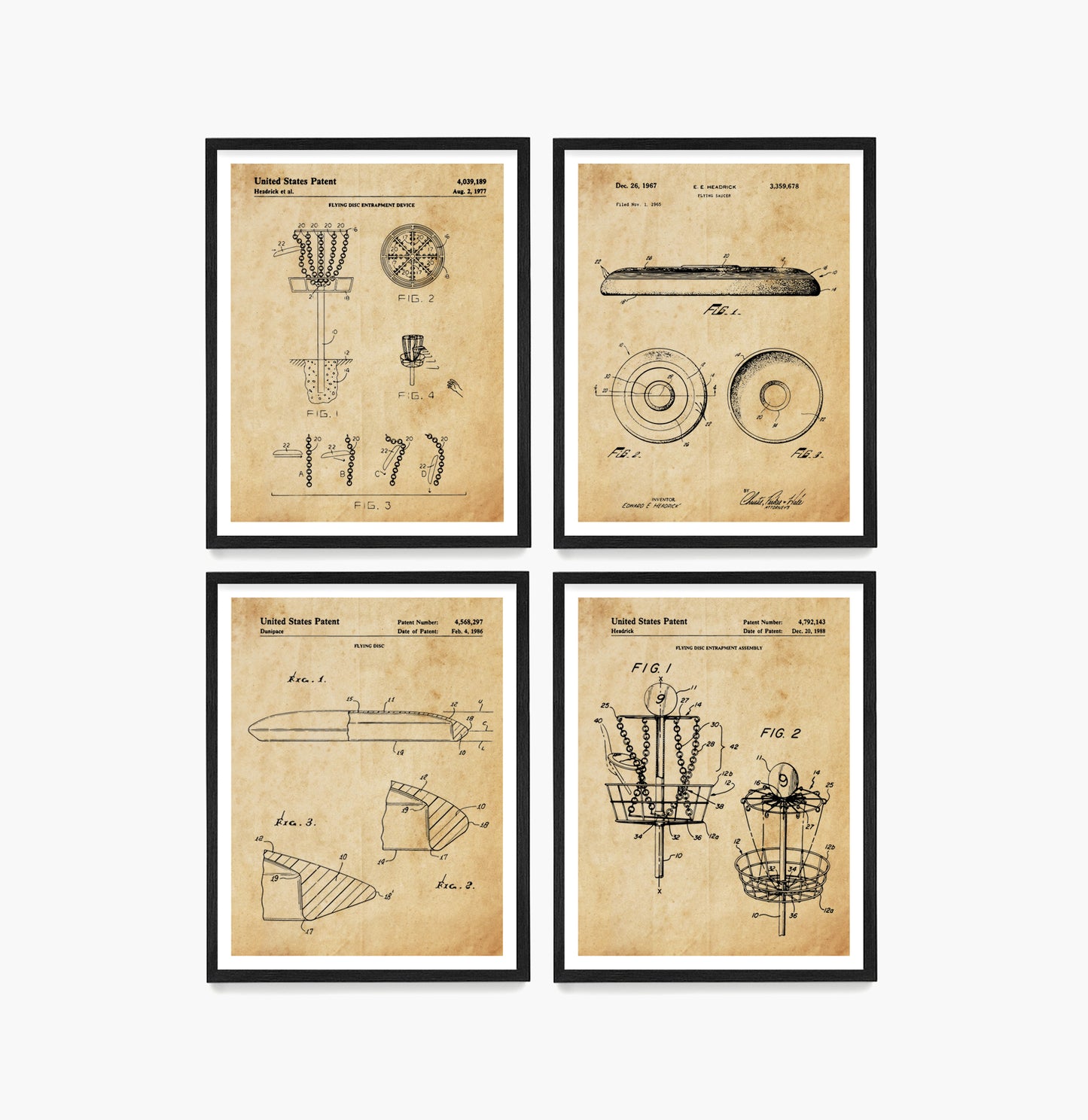 Frisbee Patent Wall Art, Disc Golf Patent Poster