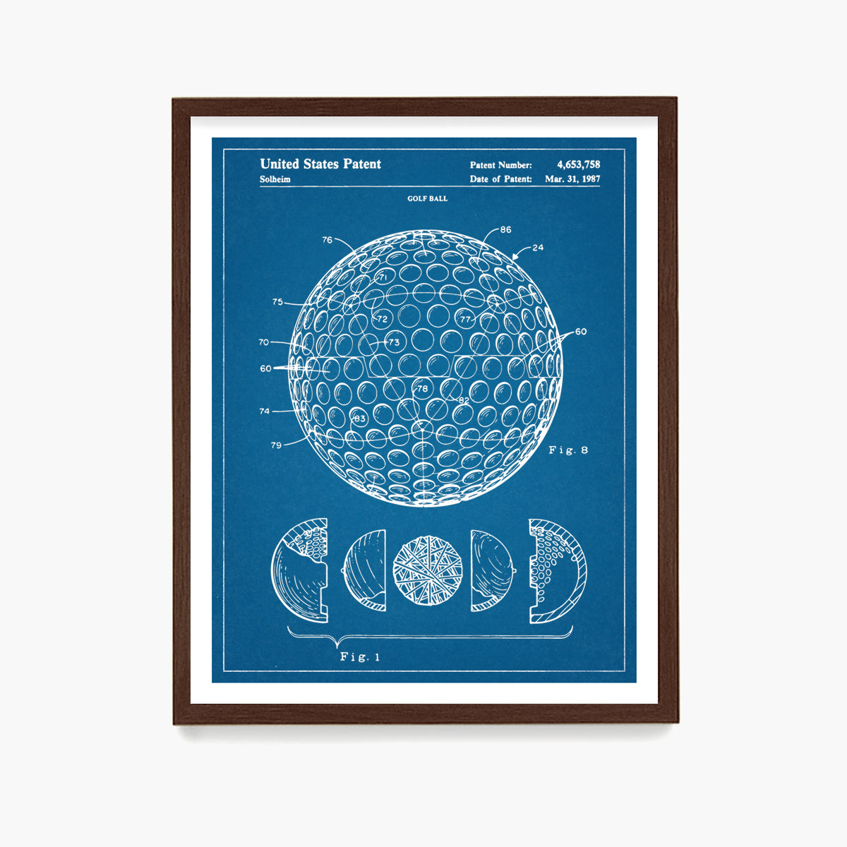 Golf Ball Patent Poster, Golf Wall Art