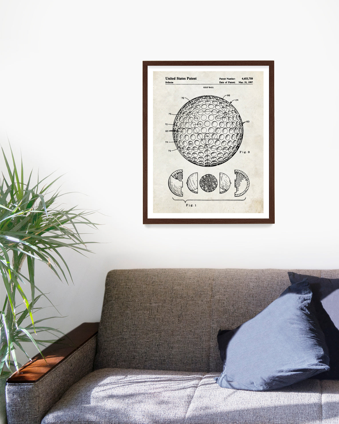 Golf Ball Patent Poster, Golf Wall Art