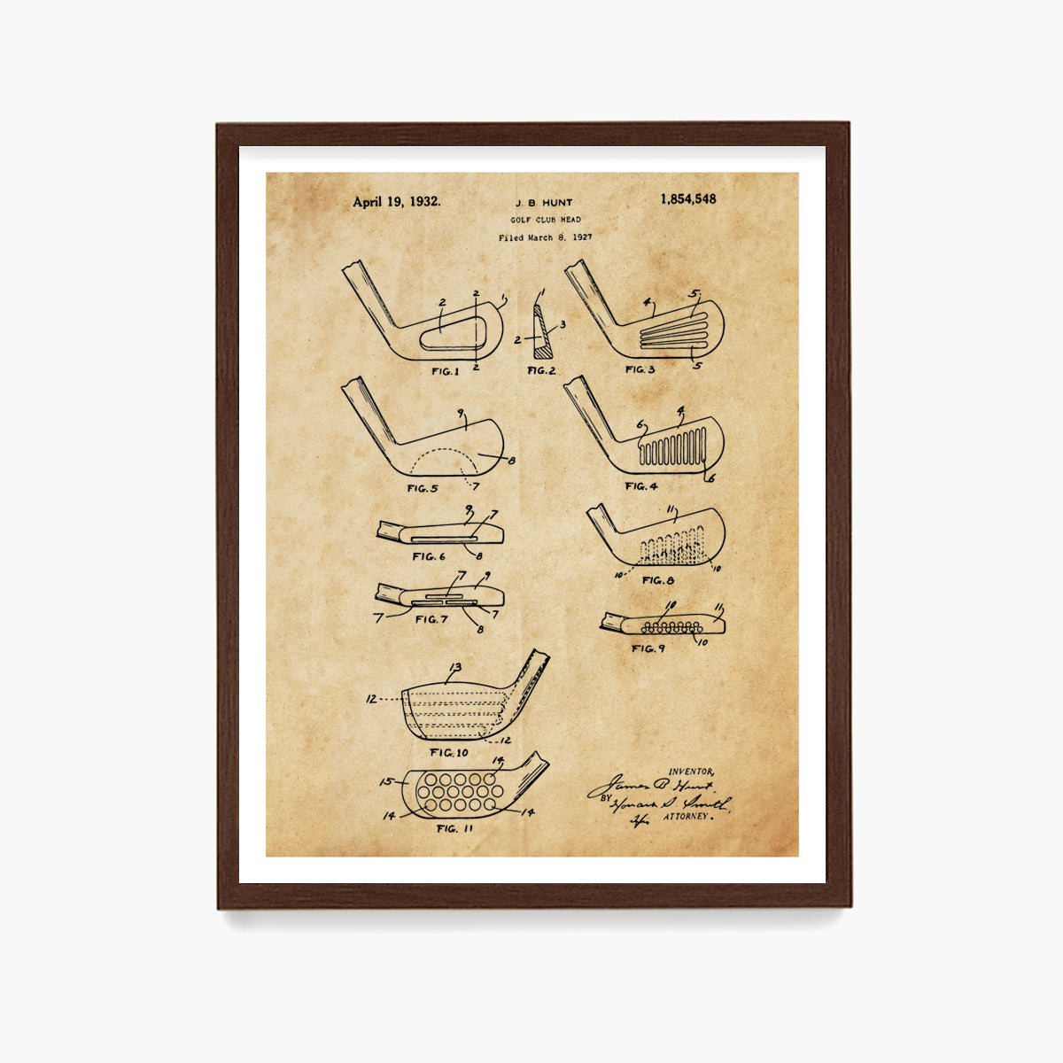Golf Irons Patent Poster, Golf Wall Art