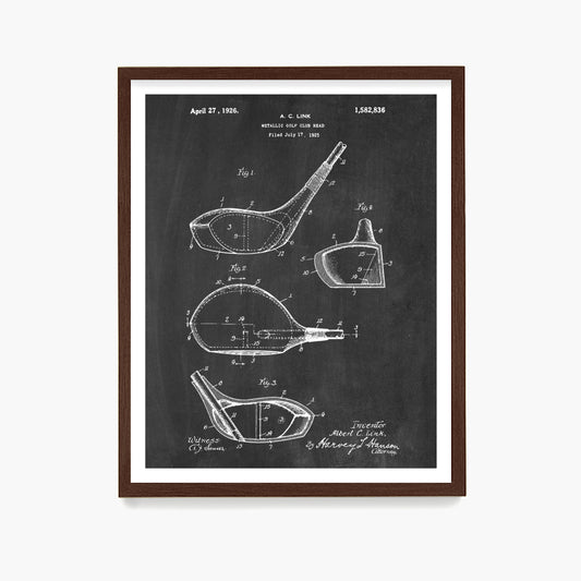 Golf Driver Patent Poster, Golf Wall Art