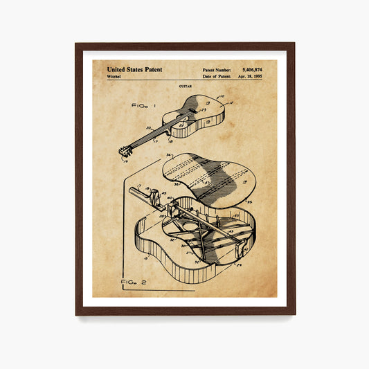 Martin Guitar Patent Poster, Bluegrass Guitar Patent Wall Art, Music Room Decor