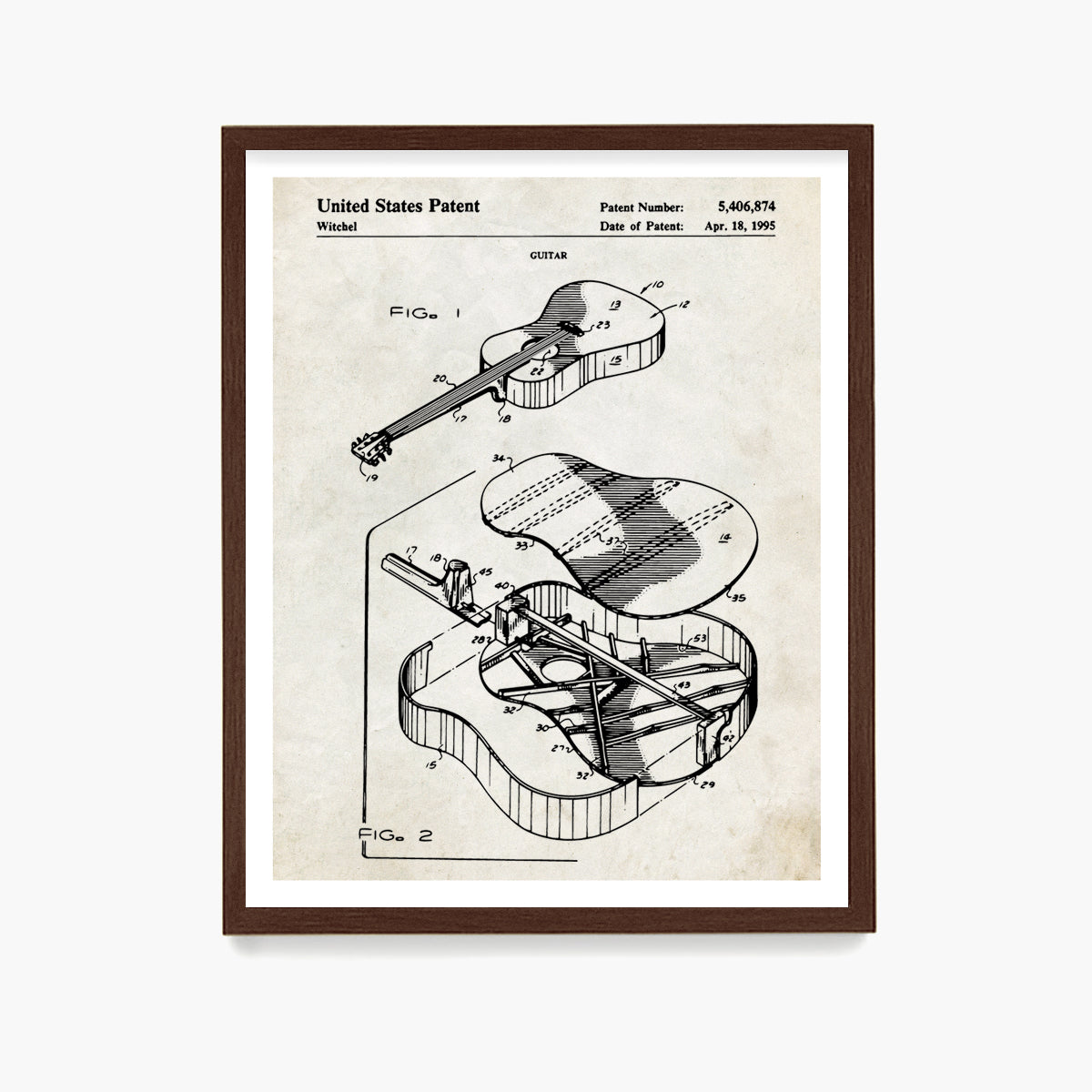 Martin Guitar Patent Poster, Bluegrass Guitar Patent Wall Art, Music Room Decor