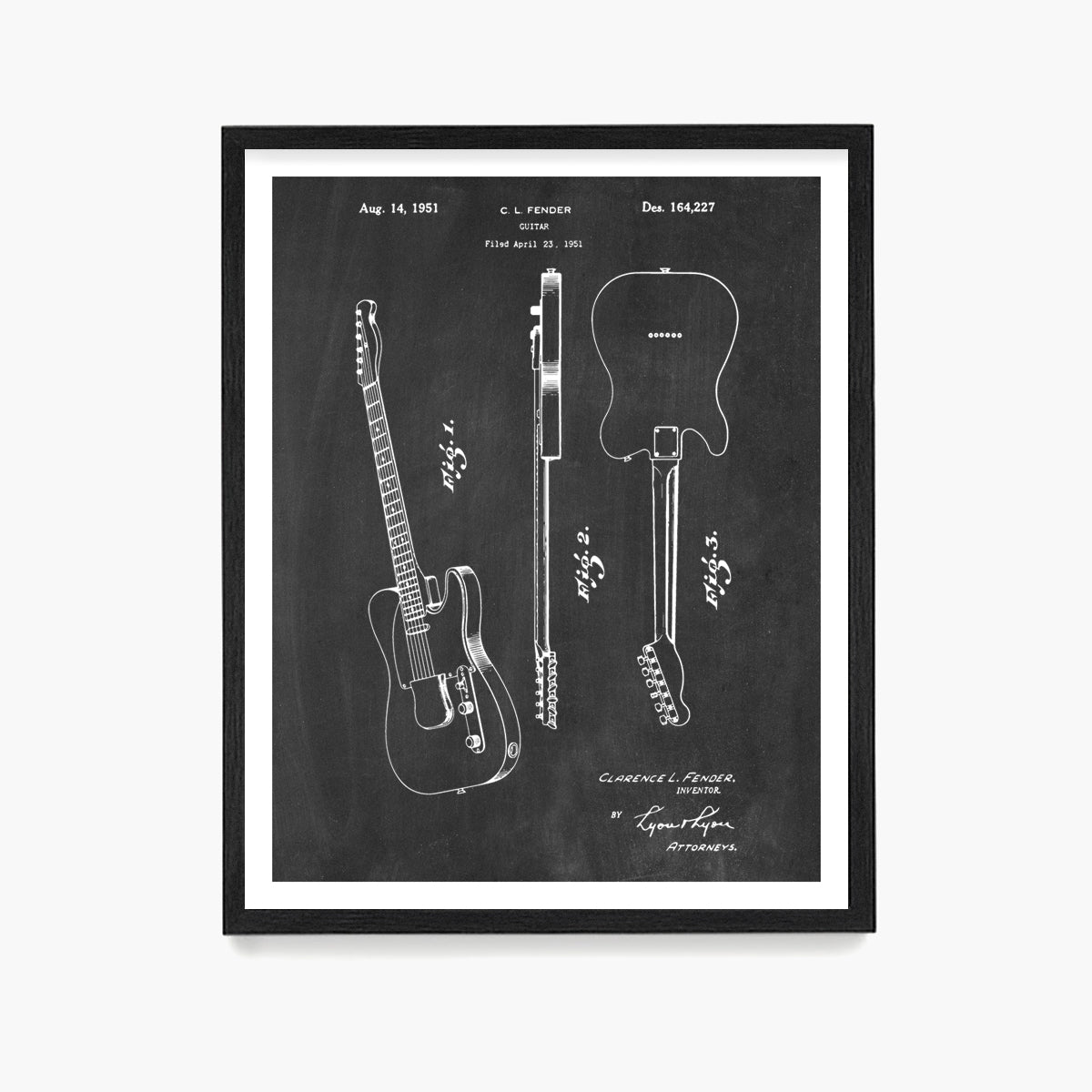 Fender Telecaster Guitar Patent Poster, Guitar Patent Wall Art