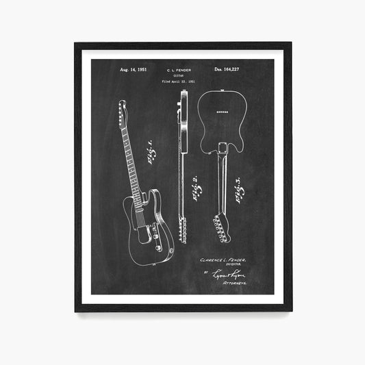 Fender Telecaster Guitar Patent Poster, Guitar Patent Wall Art