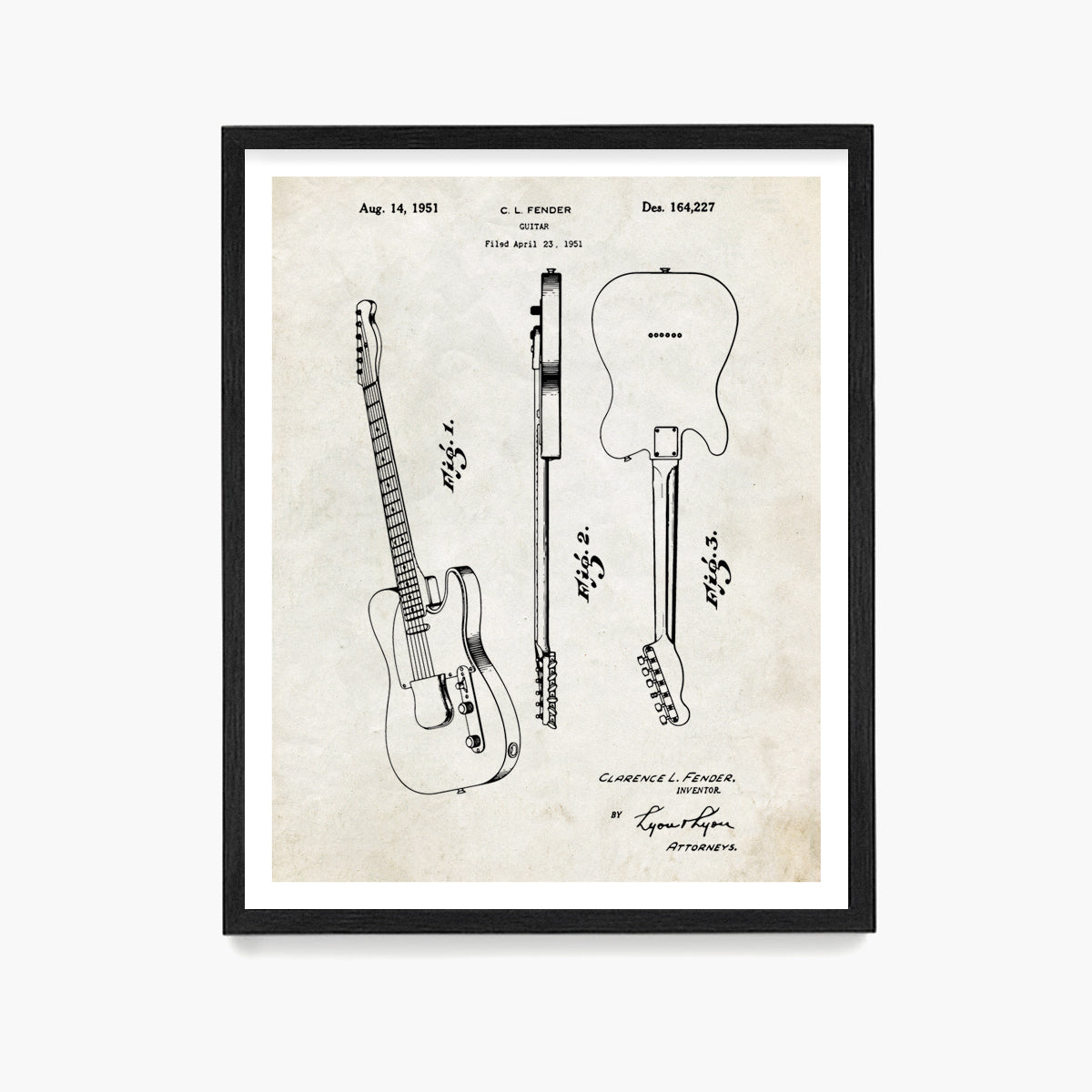 Fender Telecaster Guitar Patent Poster, Guitar Patent Wall Art