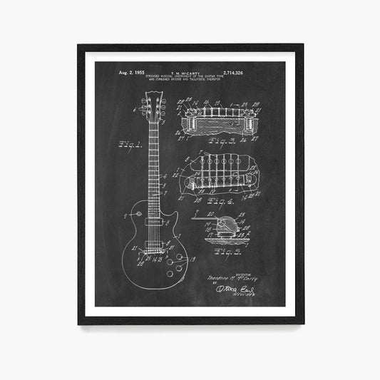 Les Paul Guitar Patent Poster, Guitar Patent Wall Art