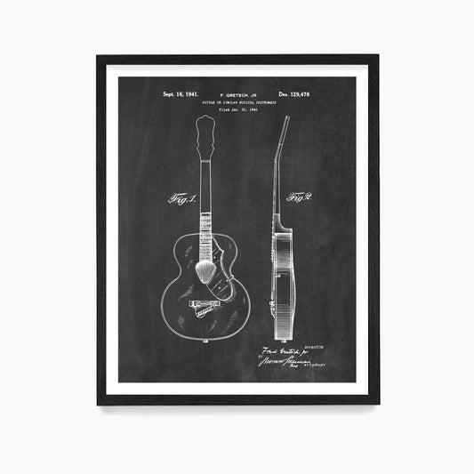 Gretsch Guitar Patent Poster, Guitar Patent Wall Art