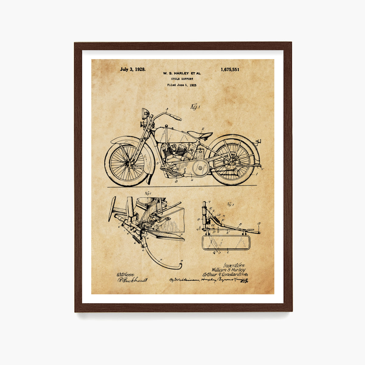 Harley Davidson Motorcycle Patent Poster, Harley Davidson Wall Art