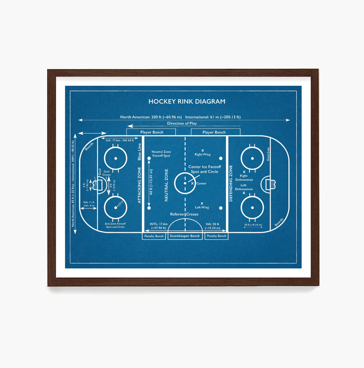 Hockey Rink Diagram Poster, Ice Hockey Wall Art