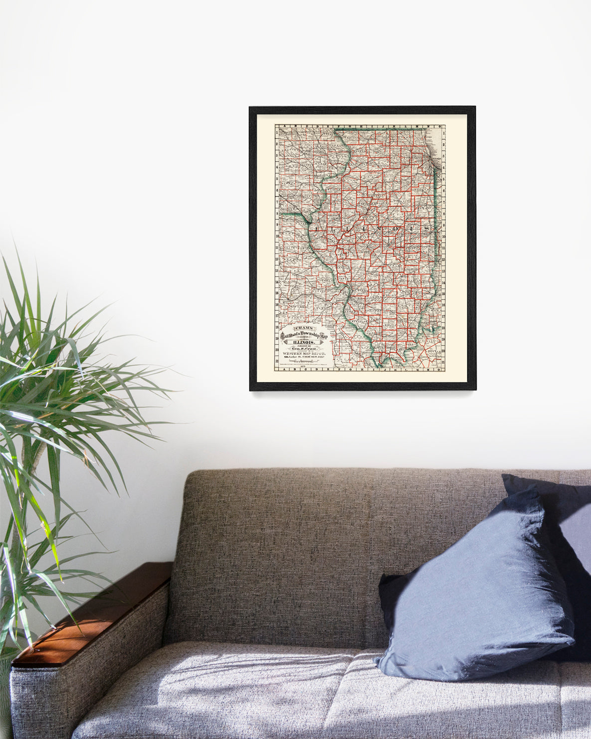 Illinois Map, Illinois Home, Map Wall Art