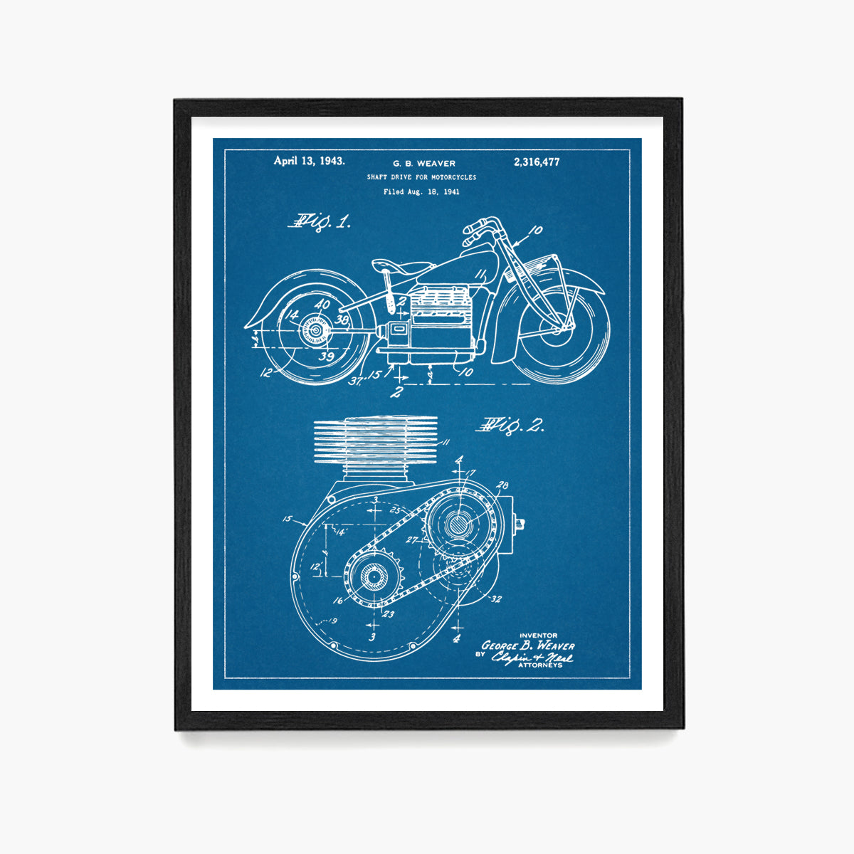 Indian Motorcycle Patent Poster, Indian Motorcycle Wall Art