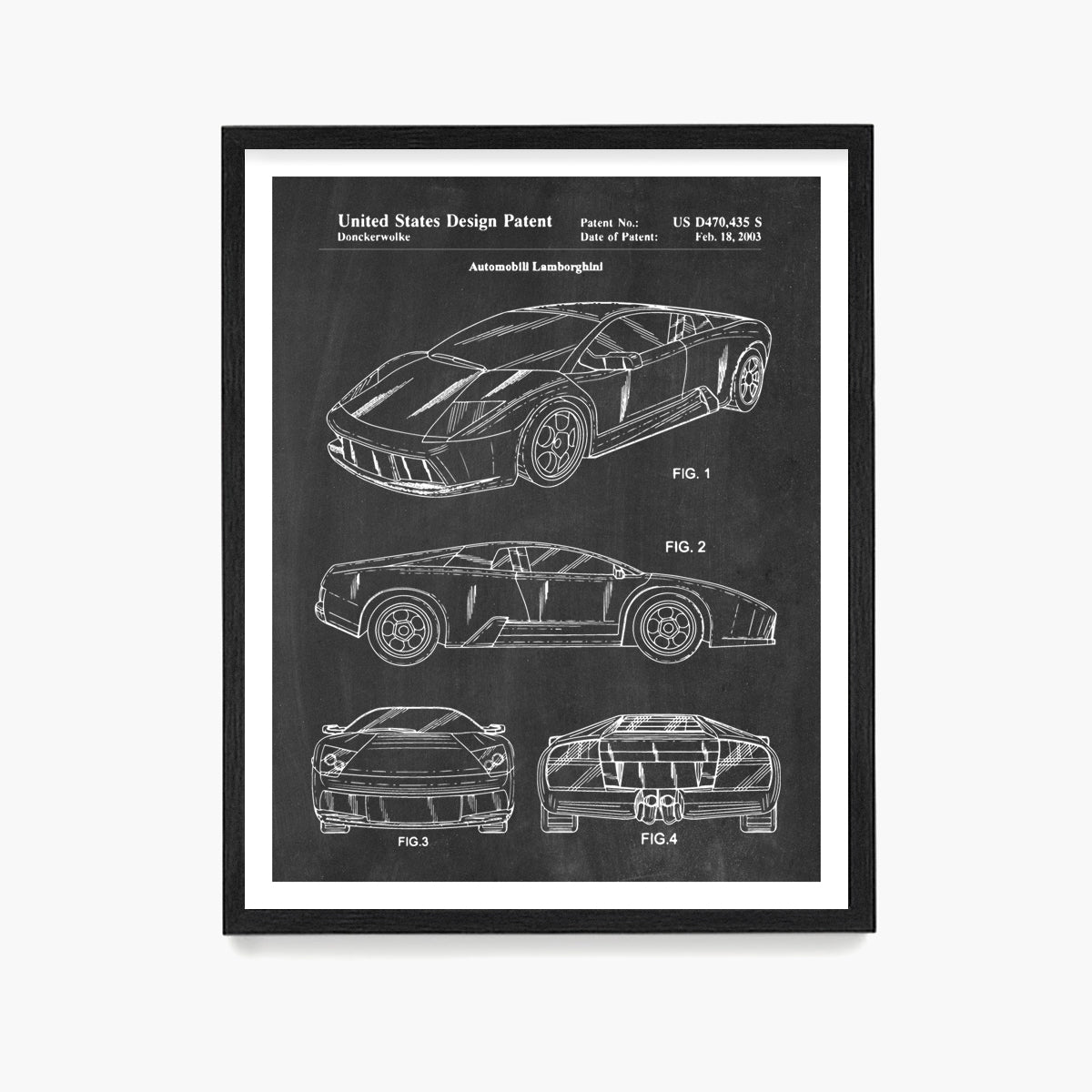 Lamborghini Patent Poster, Lamborghini Wall Art