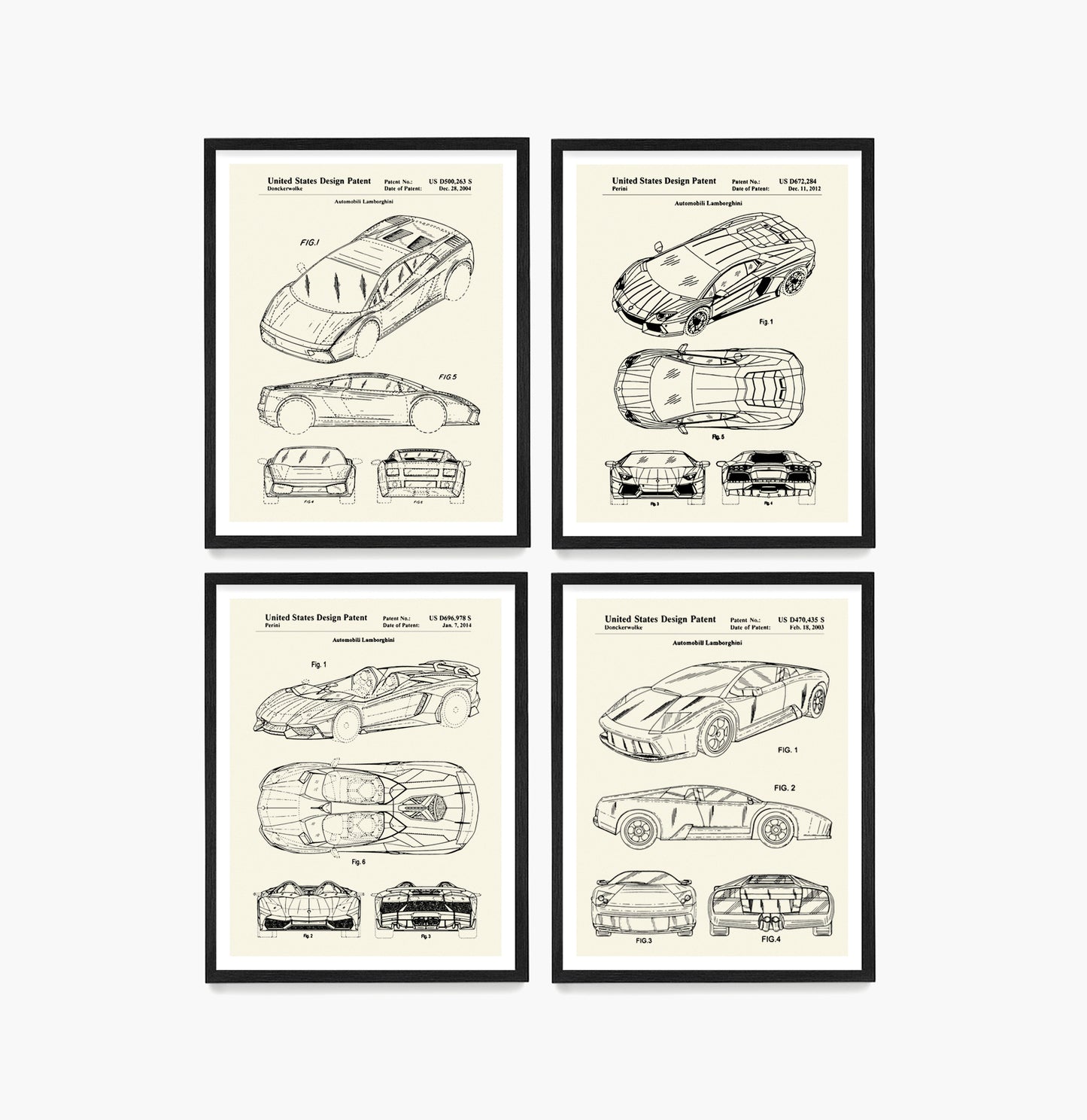 Lamborghini Car Patent Wall Art, Lamborghini Posters
