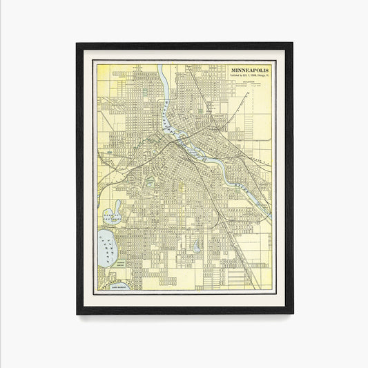 Minneapolis Map, Minneapolis Home, Minnesota Map Wall Art