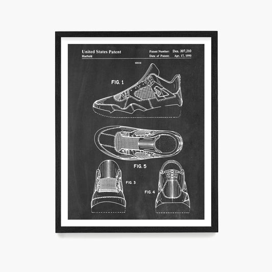 Nike Air Jordan 4 Sneaker Patent Poster, Sneaker Wall Art