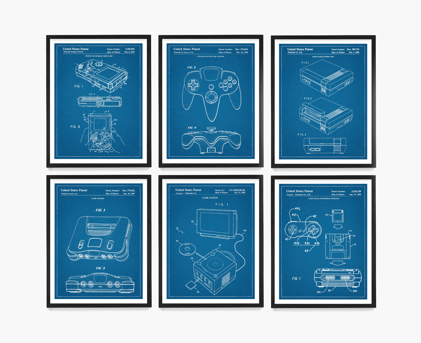Nintendo Video Game Patent Wall Art, Nintendo Console Patent Posters