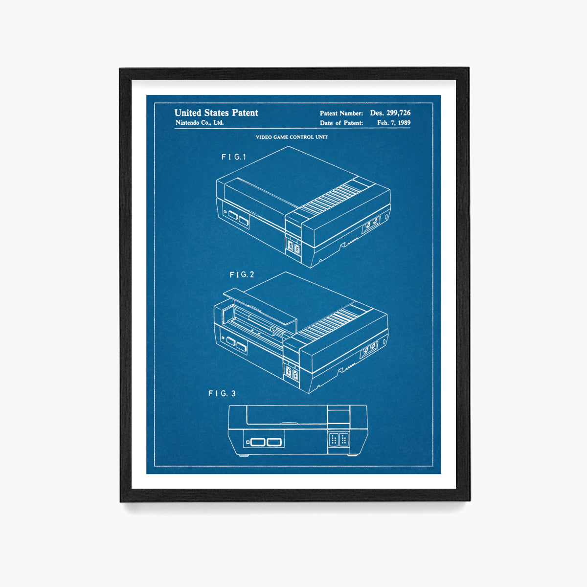Nintendo NES Console Patent Poster, Video Game Wall Art