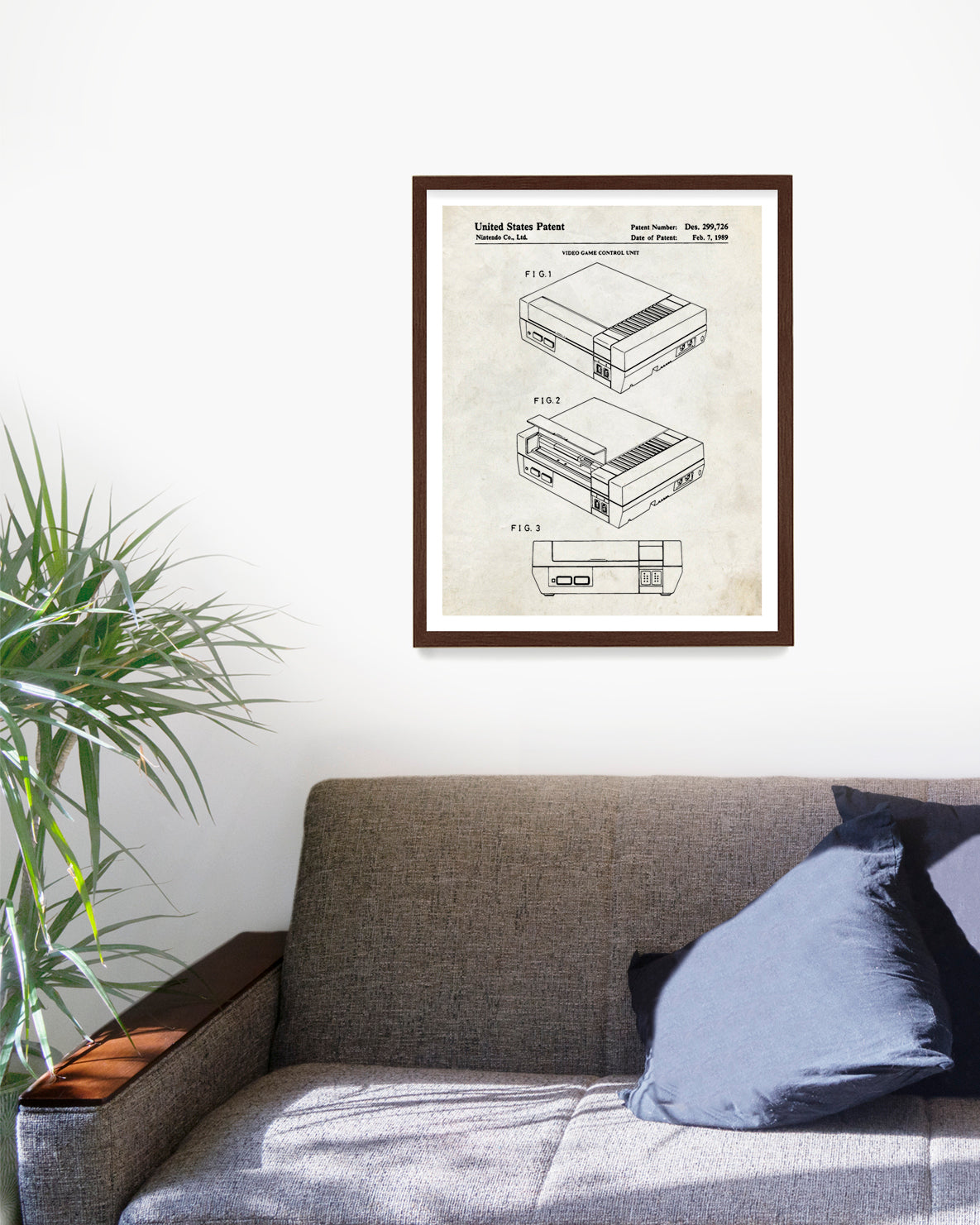 Nintendo NES Console Patent Poster, Video Game Wall Art