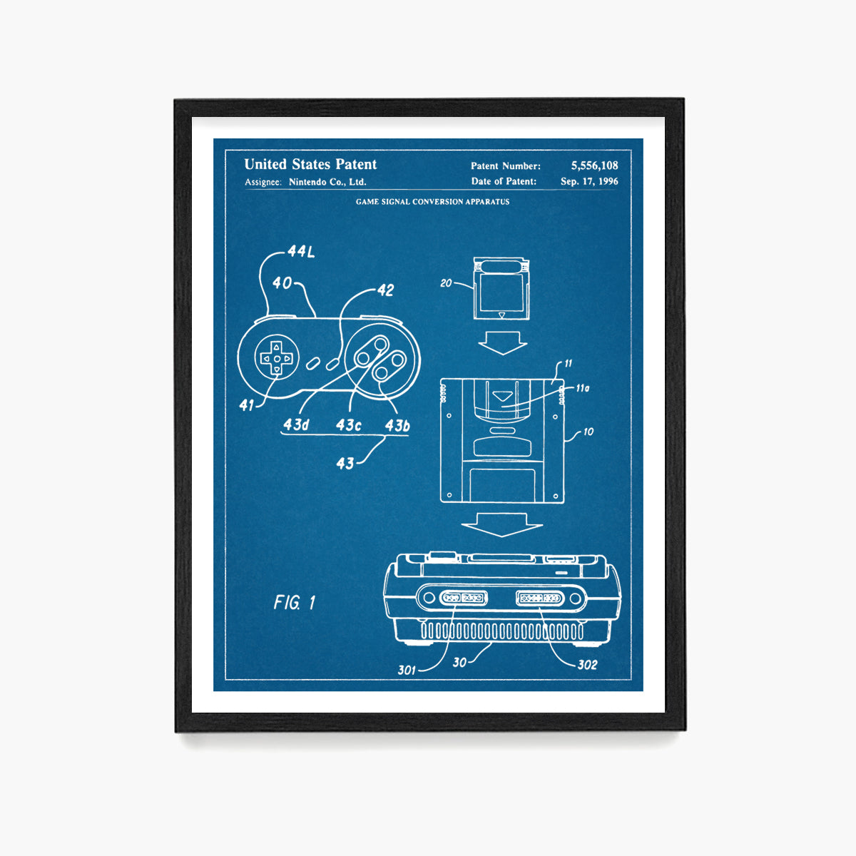 Super Nintendo Console Patent Poster, Video Game Wall Art