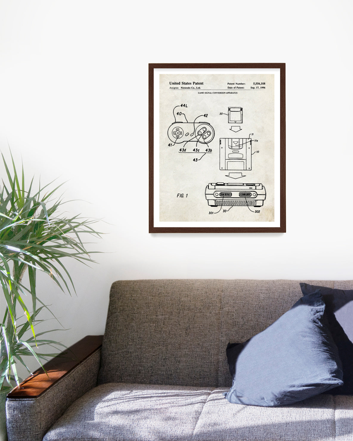 Super Nintendo Console Patent Poster, Video Game Wall Art