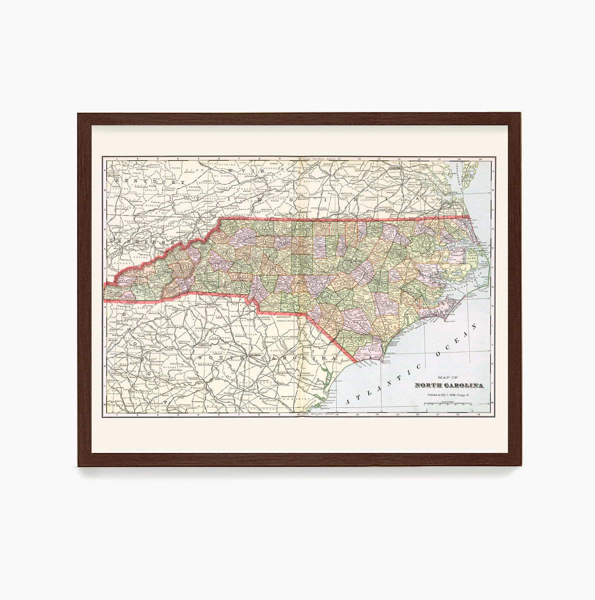 North Carolina Map, North Carolina Home, Map Wall Art